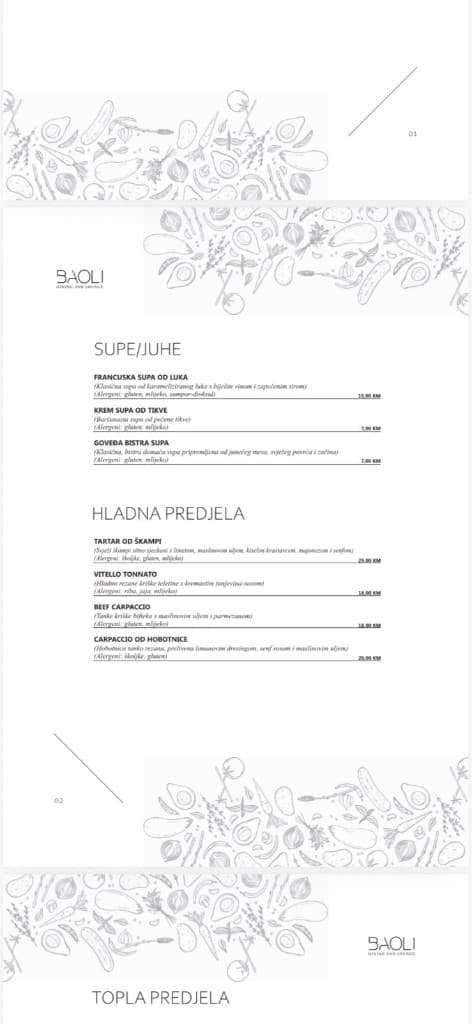 Printed PDF menu pages cramped on a phone screen